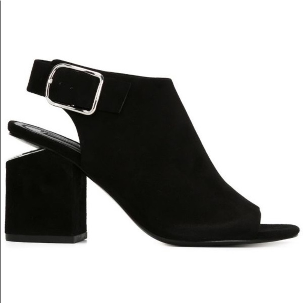 Alexander Wang Nadia Black Suede Peep Toe Booties